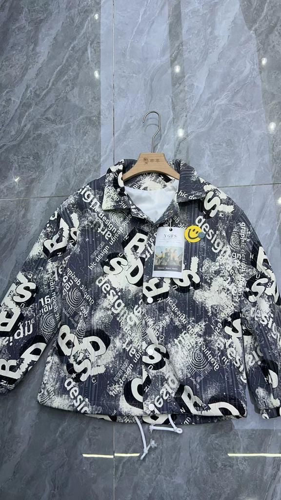 DESIGN HOMME Grey Colour With Word Print Premium Quality Shacket 2310922