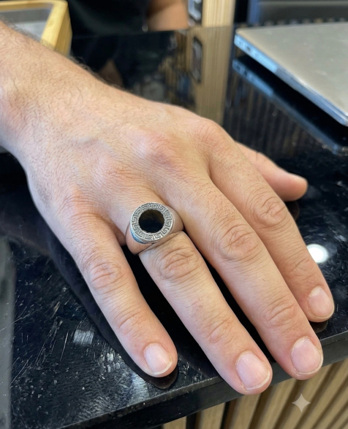REV VER Silver Black Colour Stylish Ring for Men 991102