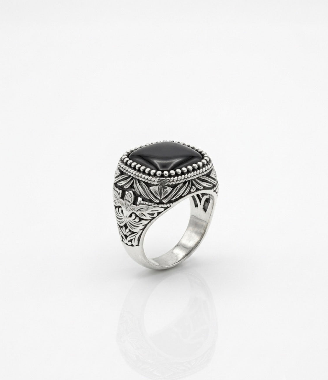 Silver Black Colour Stylish Ring for Men 991101