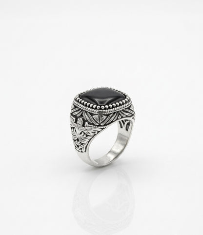 Silver Black Colour Stylish Ring for Men 991101