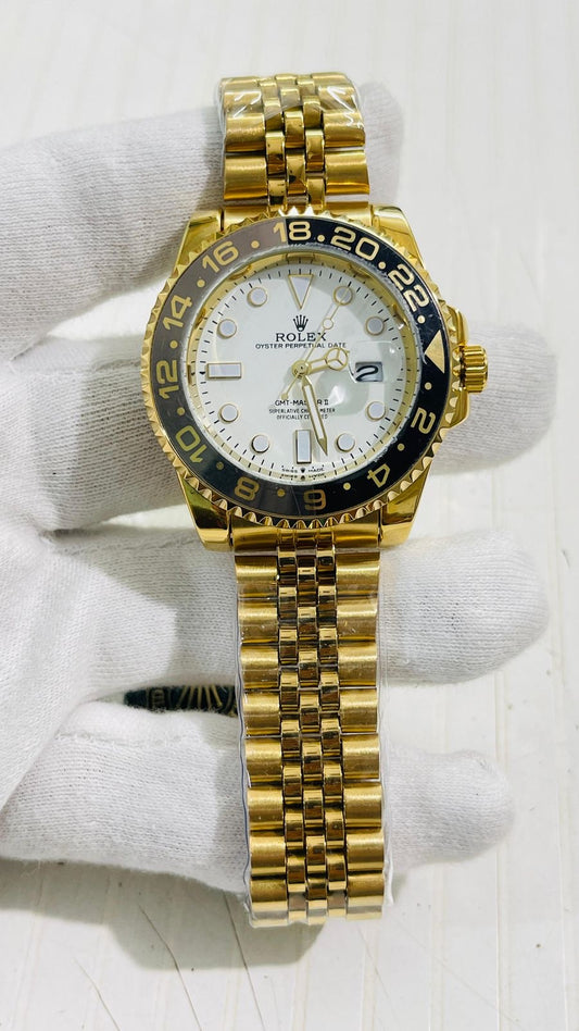 Lor Gold Chain Black Ring White Dial Men’s Watch 989088