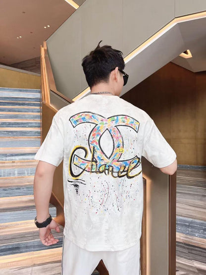 AHC CHA Cream Tshirt Multi Print Regular Fit Stone Back Print 25104