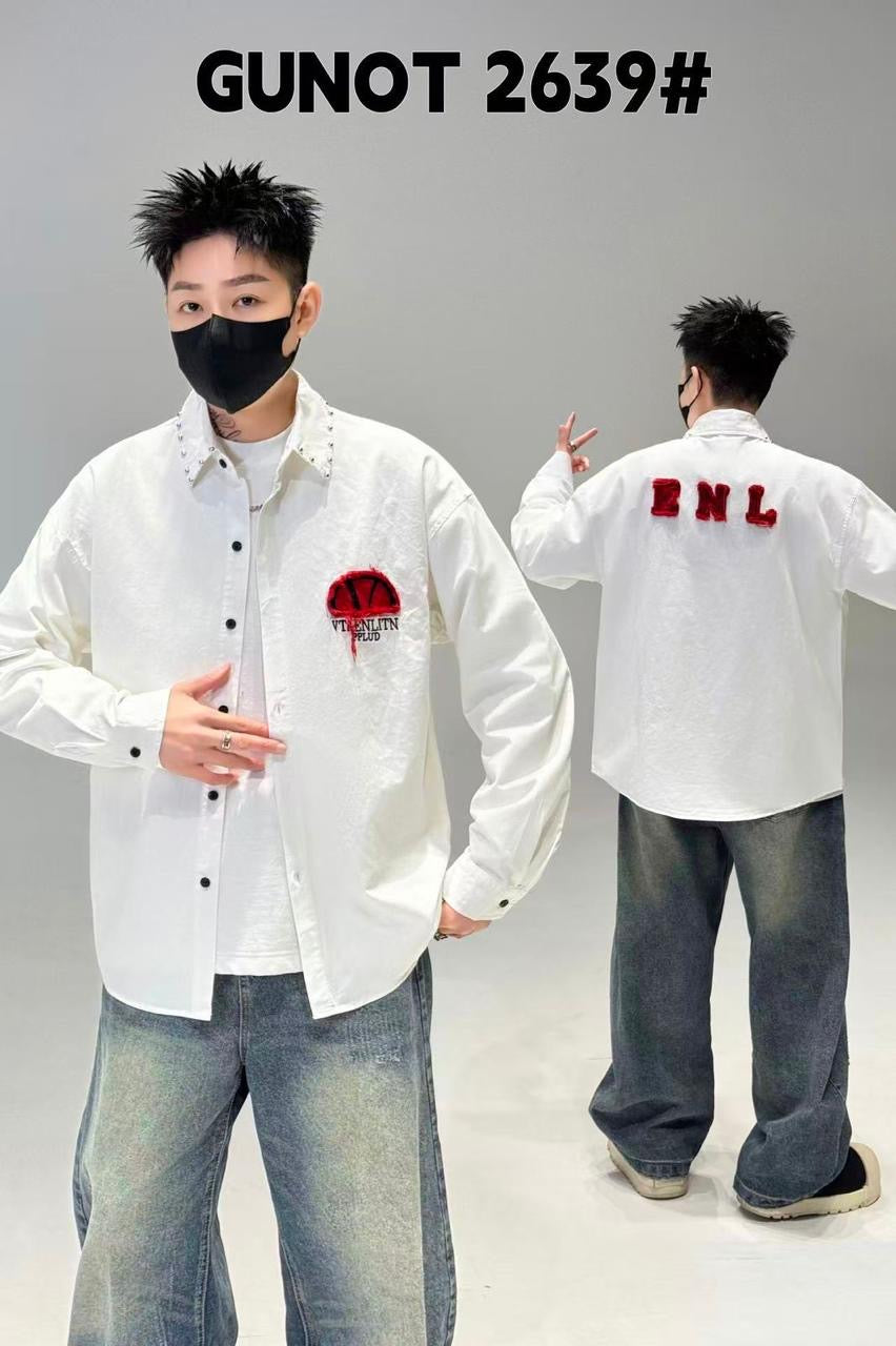 G.N White Colour Vtaenlitn Pplud Full Sleeve Collar Stud Shirt 2639