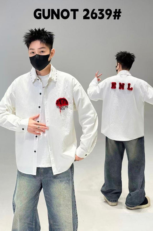 G.N White Colour Vtaenlitn Pplud Full Sleeve Collar Stud Shirt 2639