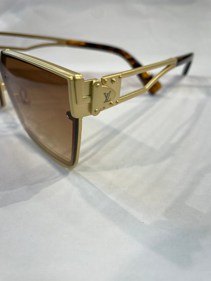 UOL Golden Leopard Frame Brown Shade Unisex Sunglasses M5230 65 14 144