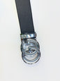 CUG GUC Silver Buckle Black Strap Premium Quality Imported Unisex Belt 990785