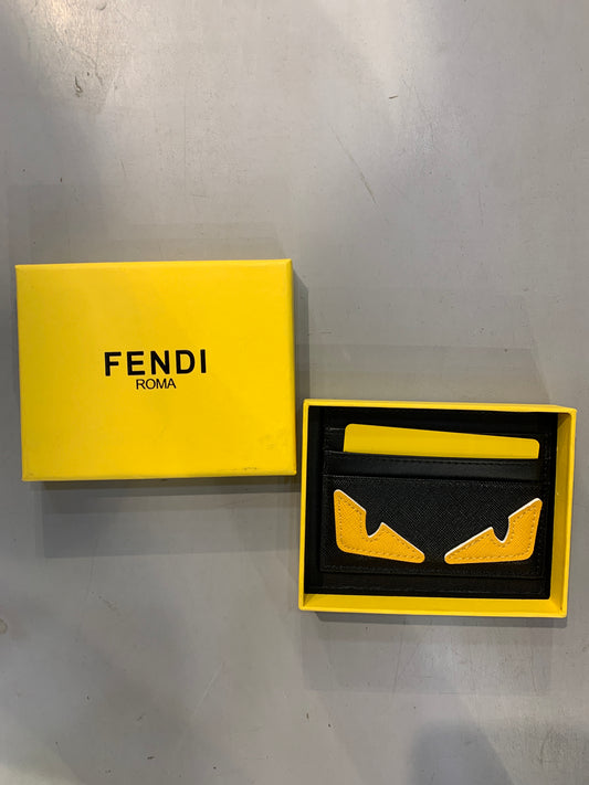 NEF FEN Black Colour Yellow Eye Italian Leather Imported Unisex Cardholder 990429