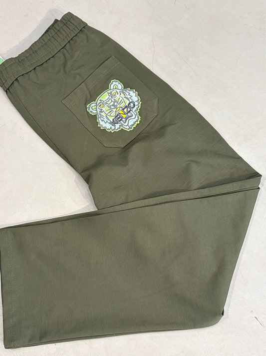 Nek Ken Olive Green Colour Straight Fit Back Pocket Embroidery Cotton Fabric Lower 30811676