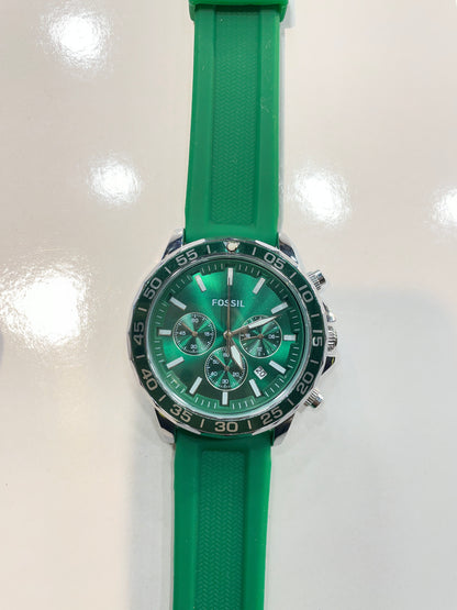 SOF Green Silicon Silver Ring Green Dial Chronograph Men’s Watch 989820
