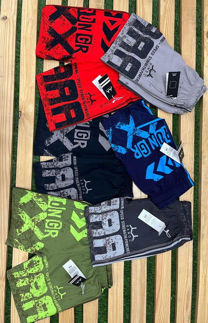 BANDZ Lite Grey Colour With Black Print Shorts 40755