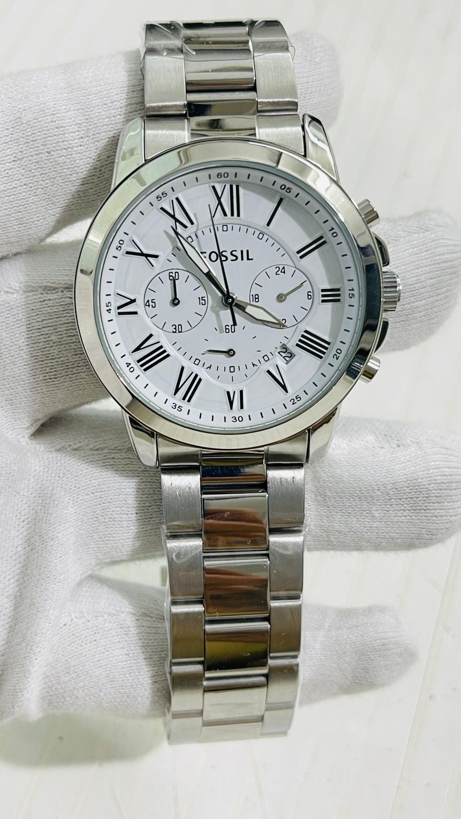 Sof Silver Chain White Dial chronograph Man Watch 989293