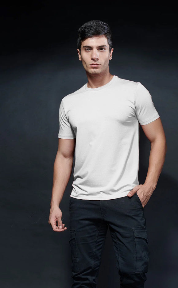 ZR RAZ White Colour With Plain Deign Round Neck Tshirt 77791