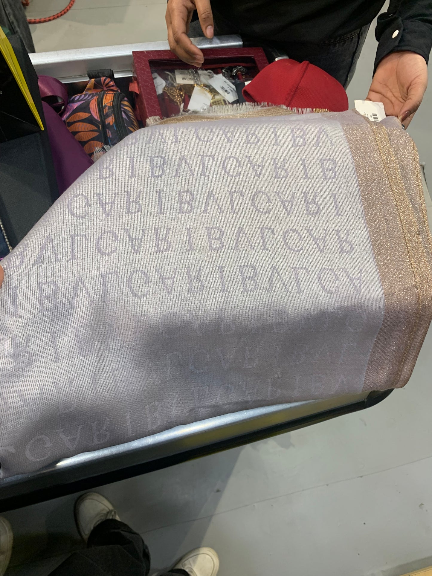 Lvb Grey Gold Colour Unisex Stole 9351