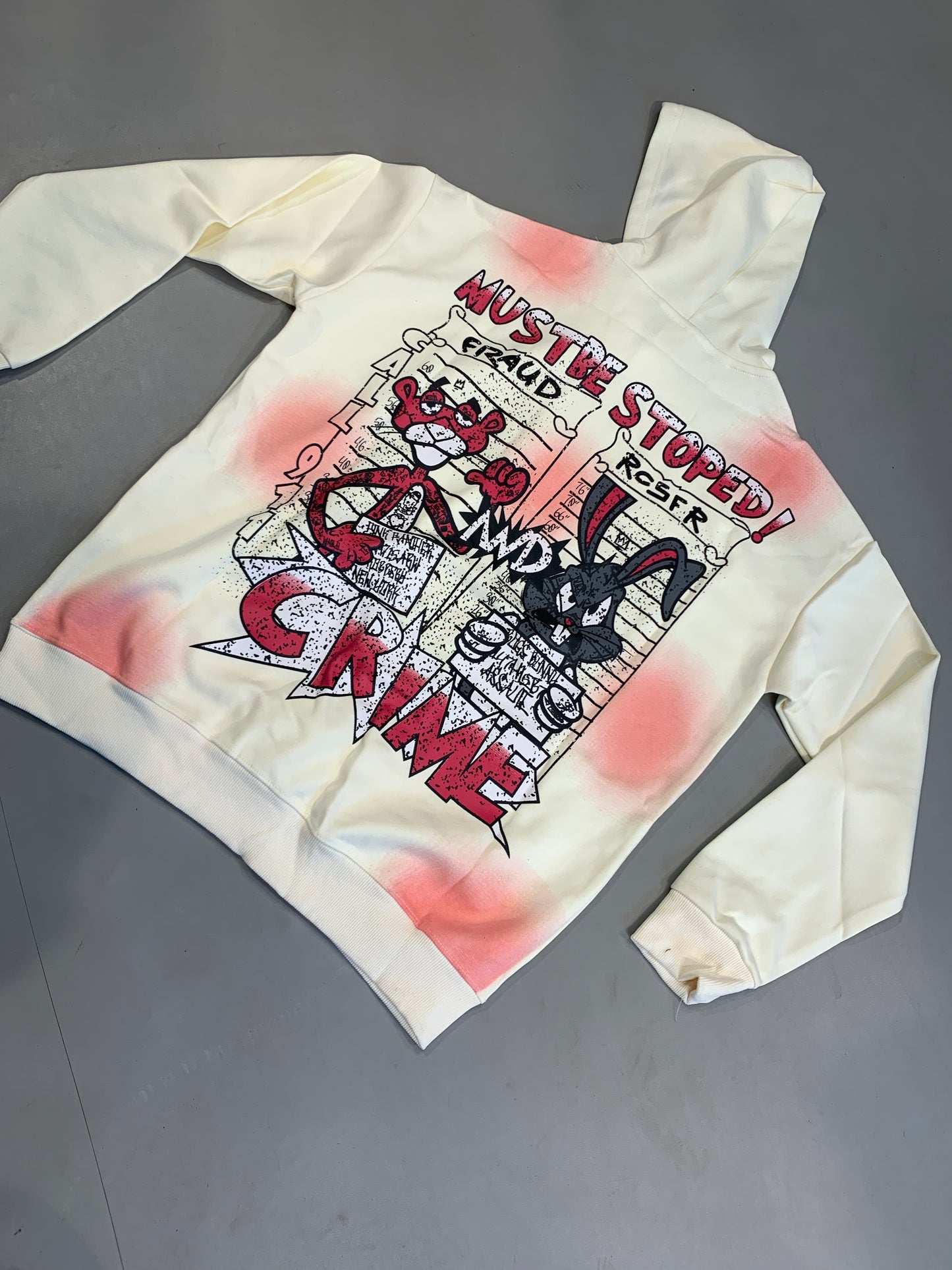 LDA Crime Cream Pink Colour Must Be Stoped Full Sleeve Hoodie 7019