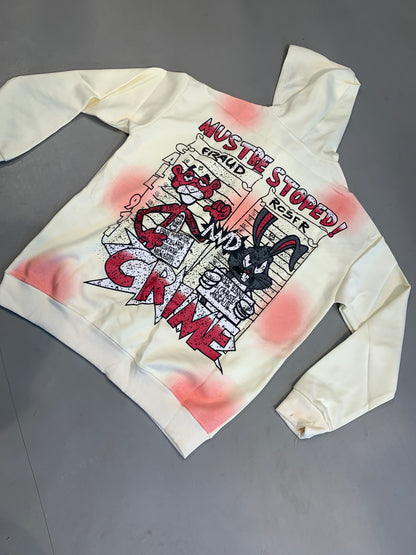 LDA Crime Cream Pink Colour Must Be Stoped Full Sleeve Hoodie 7019