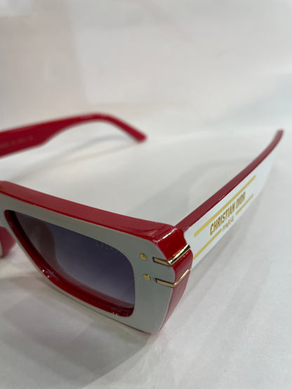 OID Glossy White Red Frame Black Shade Unisex Branded Sunglasses D29 54 17-142