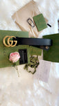Cug Guc Black Strap Golden Buckle Belt 989058 GG-1
