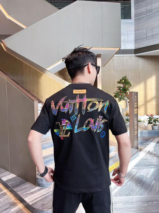 Uol Black Tshirt Print Regular Fit Back Print 25106