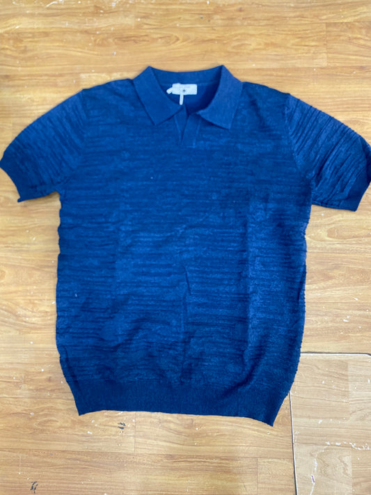 Man Style Blue Colour Knitte  Premium Quality Unisex Collar T-Shirt R86067