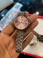 Mra Silver Copper Chain Pink Stud Chrono Dial Ladies Watch 990982
