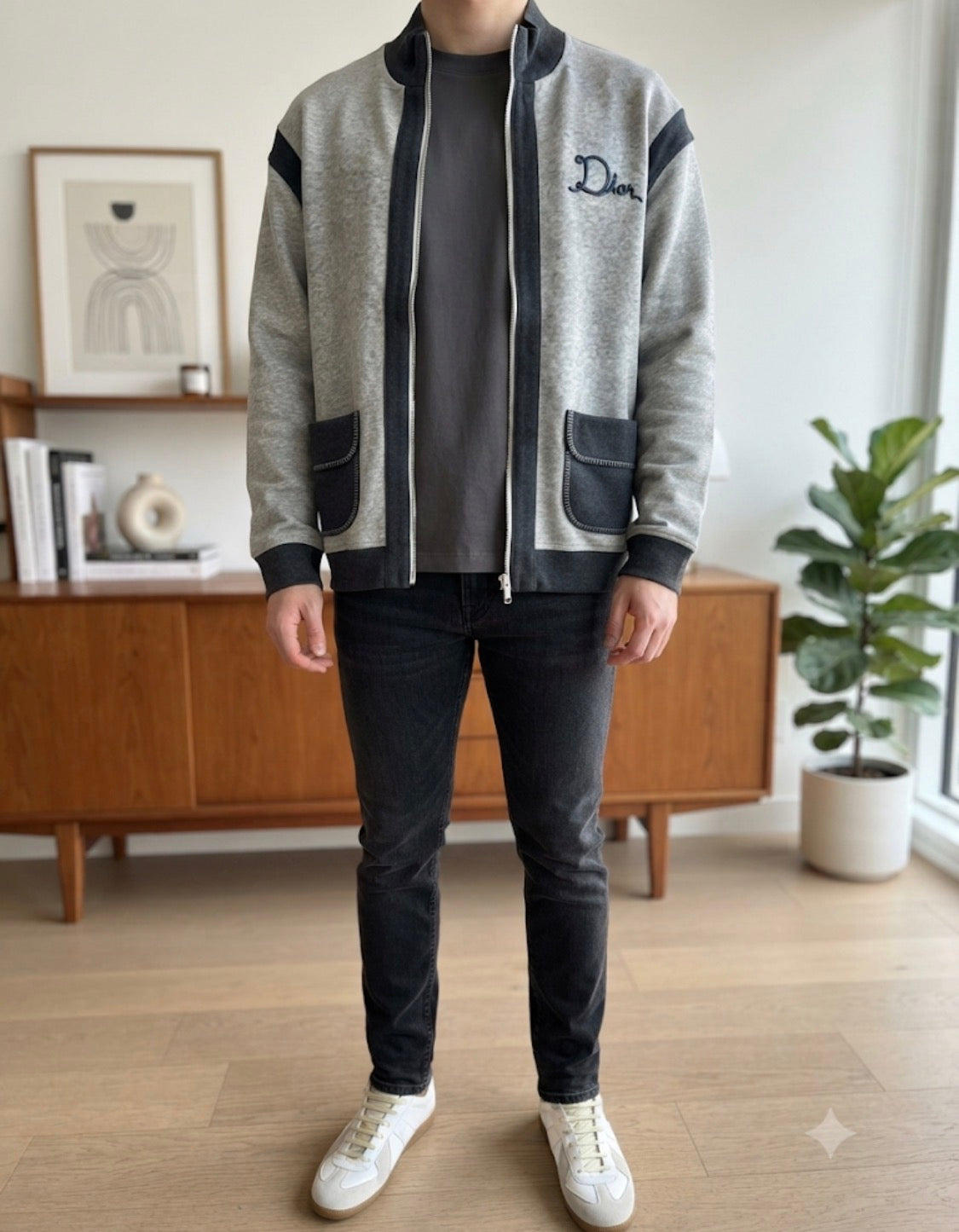 OID DIO Grey Black Colour Pride and Prejudice Embroidery  Premium Quality Unisex Cardigan 26323-A