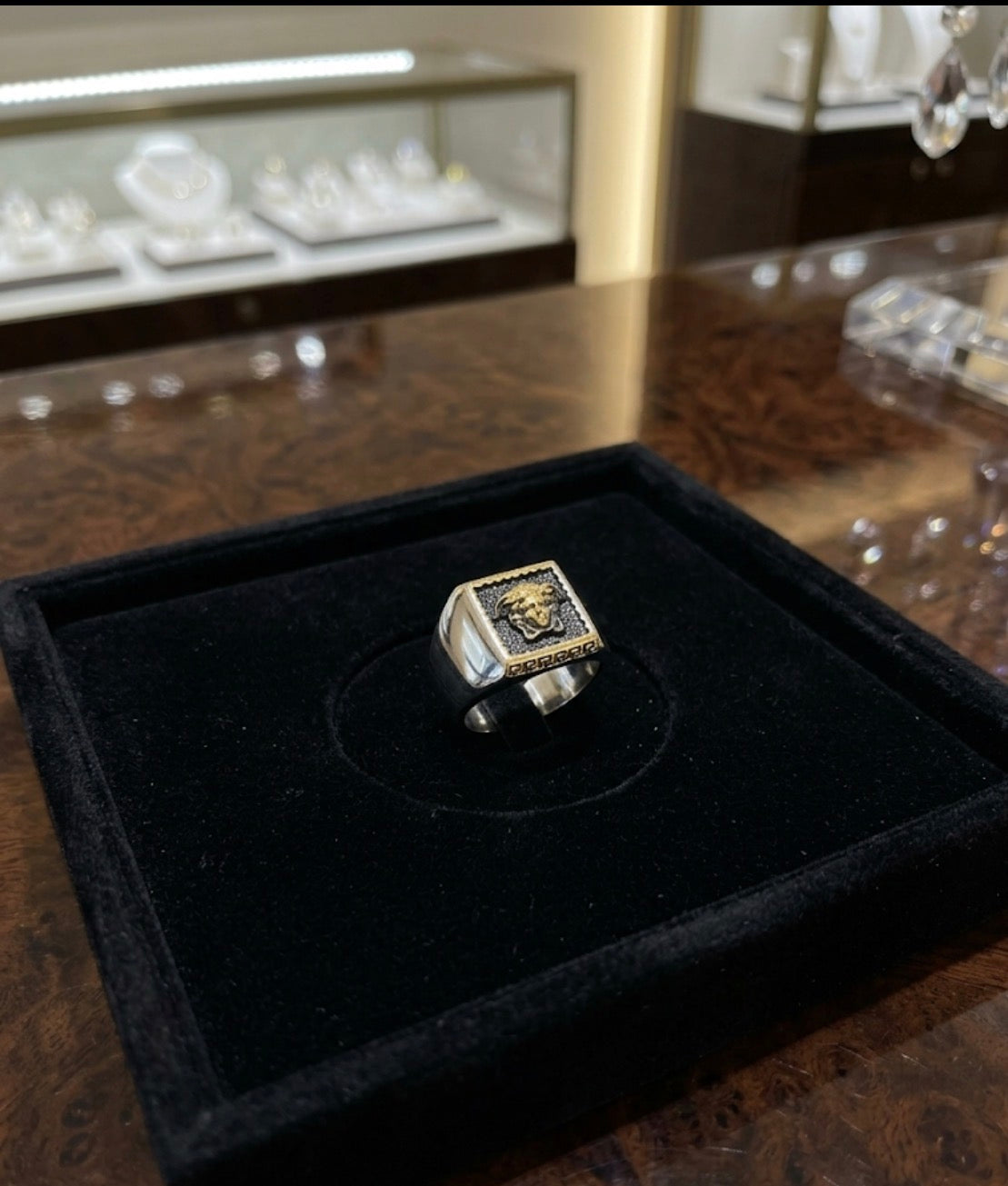 REV VER Golden Outline Stylish Silver Black Ring for Men 991099