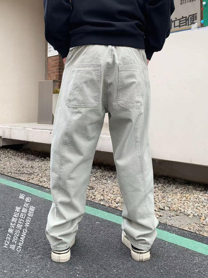Grey Green Pista Colour Baggy Fit Jeans H237