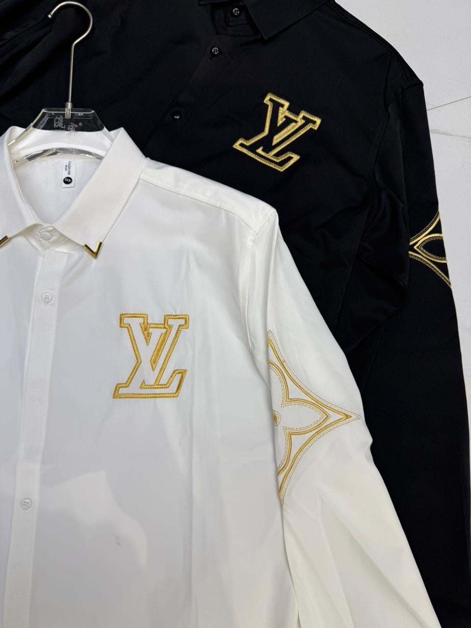 FASHION UOL LOU Black Colour Golden Embroidery Full Sleeve Imported Shirt 821