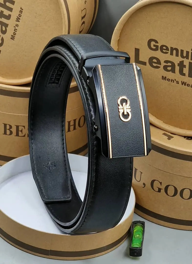REF FER Black Golden Buckle Black Strap Men’s Belt 991315
