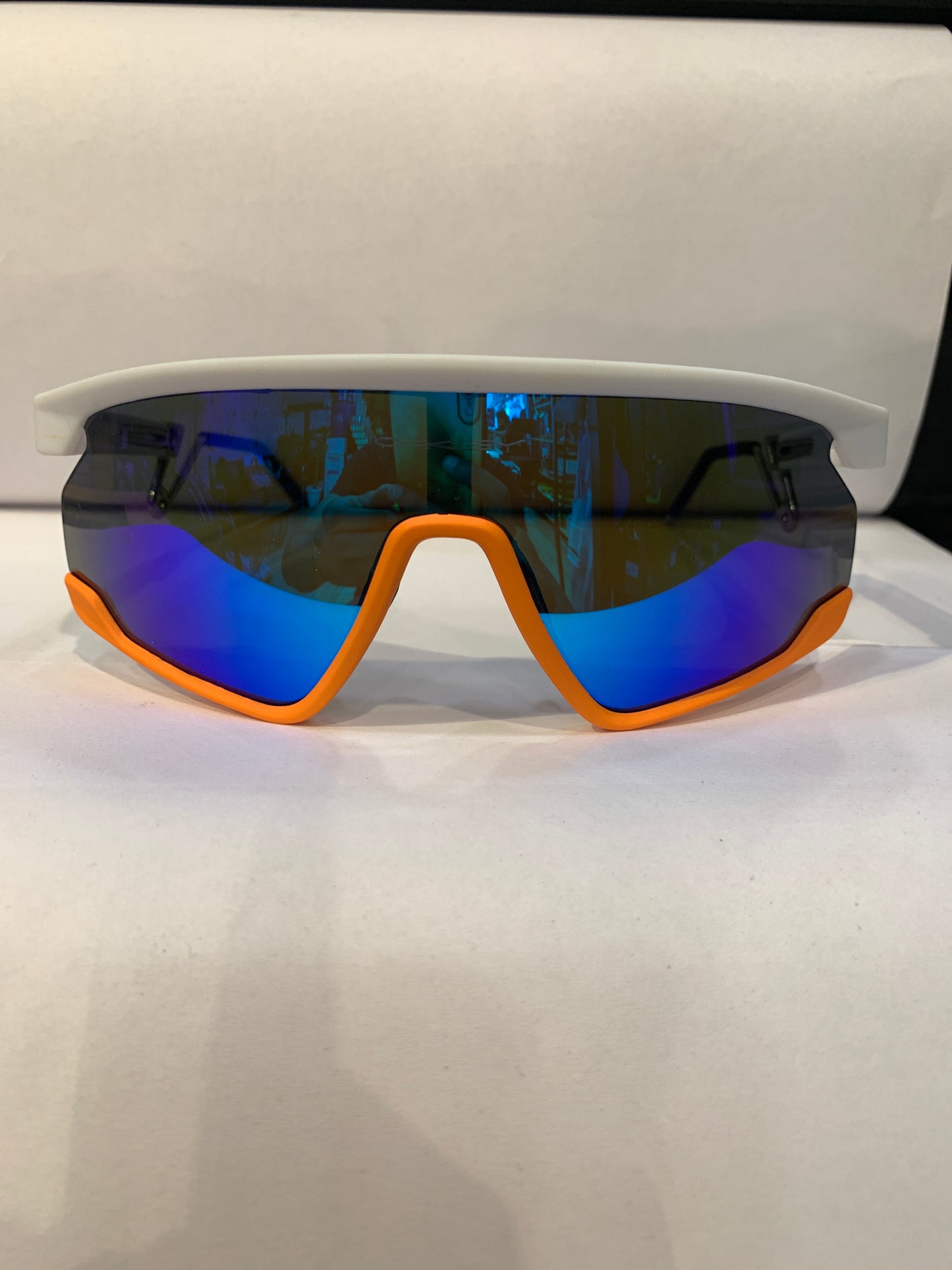 Kao Oak White Orange Frame Blue Mercury Shade Unisex Sunglass WT2958 54 17 140