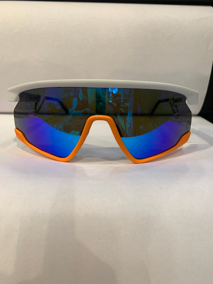 Kao Oak White Orange Frame Blue Mercury Shade Unisex Sunglass WT2958 54 17 140