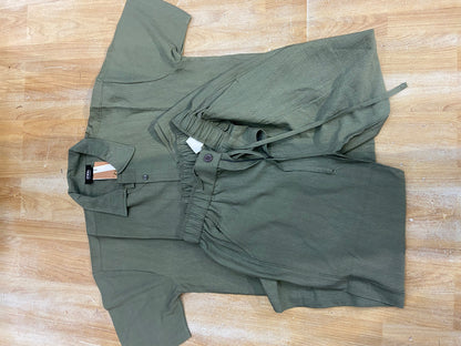 Raz Zar Green Colour Linen Half Sleeve Shirt With Pant Coord Set 989392