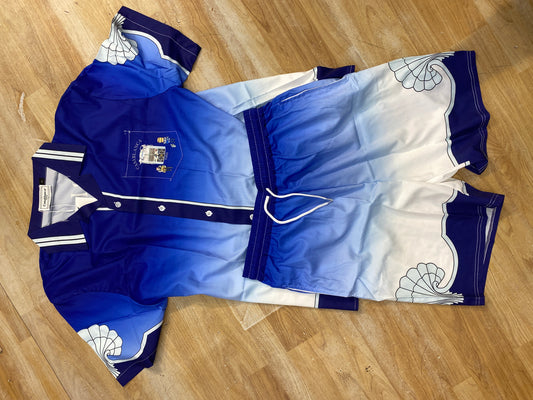 Casablanca Shirt Short Blue Set Half Coord Set  Sleeve H9992