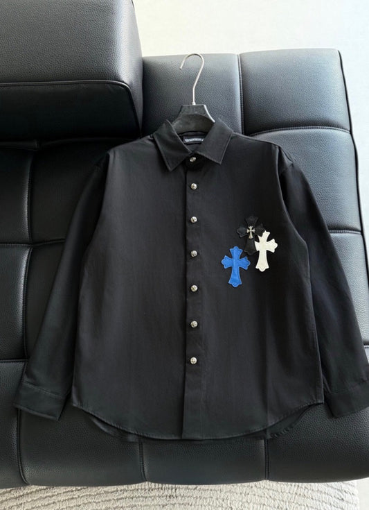 G.N RHC Leather Patch Black Colour With Back Print Imported Full Sleeve Unisex Shirt 2633