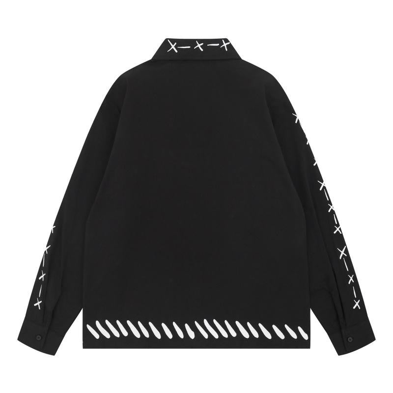 Savage Base Black Colour Print Work Full Sleeve Imported Shirt YR9295