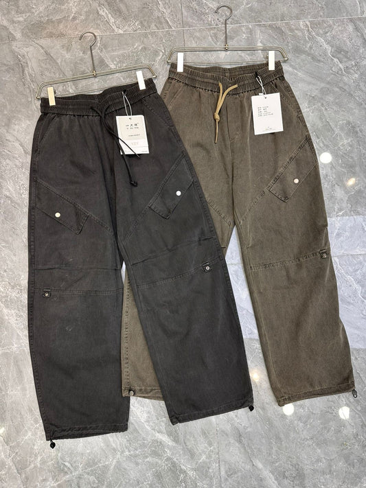 YZY Korean Style Dark Grey Baggy Fit Denim Cargo Pants Y1039