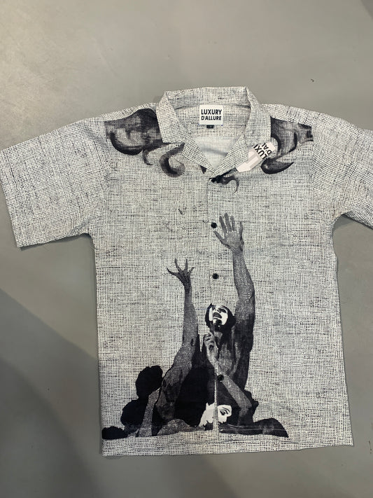 LDA Black White Doted Printed Half Sleeve Men’s Shirt 989623