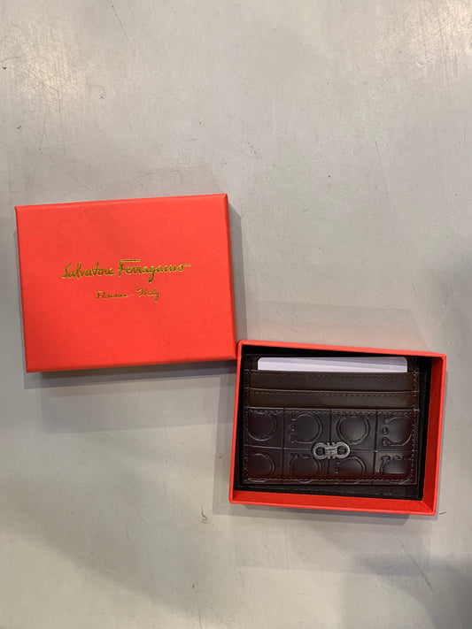 REF FER Metal Logo  Italian Leather Imported Unisex Cardholder 990438