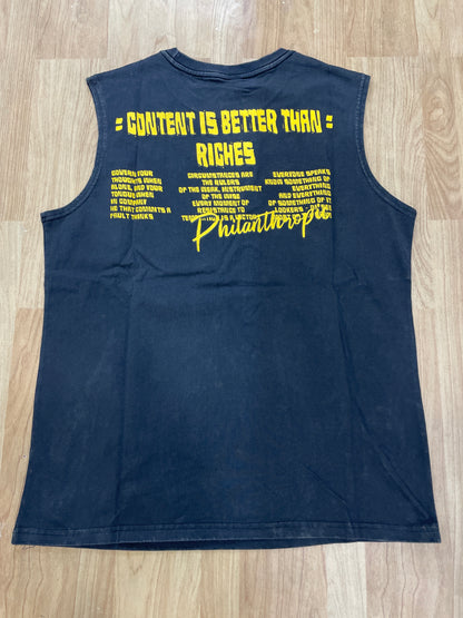 FY Fanyestore  Dark Grey Colour Contentis Better Than Riches Print Premium Quality Tank Top FY3622