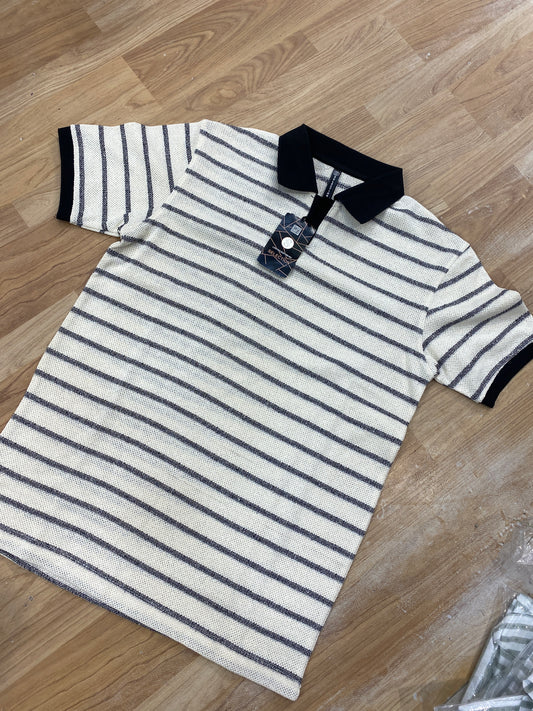 Selection crosia collar T-shirt imported fabric black beige colour 5414866