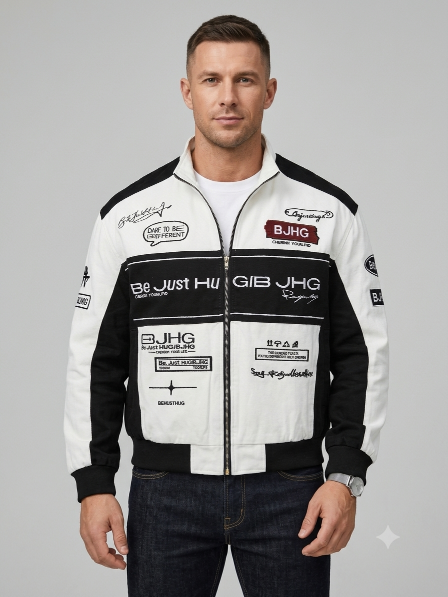 DESIGNER Cream Black Colour Dark To Be Different Embroidery Premium Quality Unisex Imported Jacket 26907-A