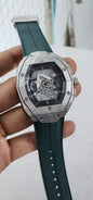 Buh Green Strap Silver Black Dial Men Watch 901532