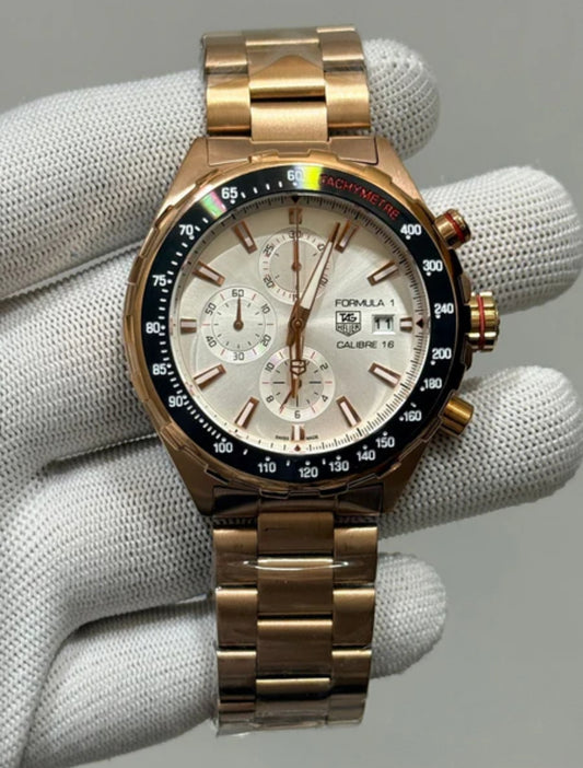 GAT White Dial Copper Chain Japanese All Chrono Date Working Men’s Watch 990716