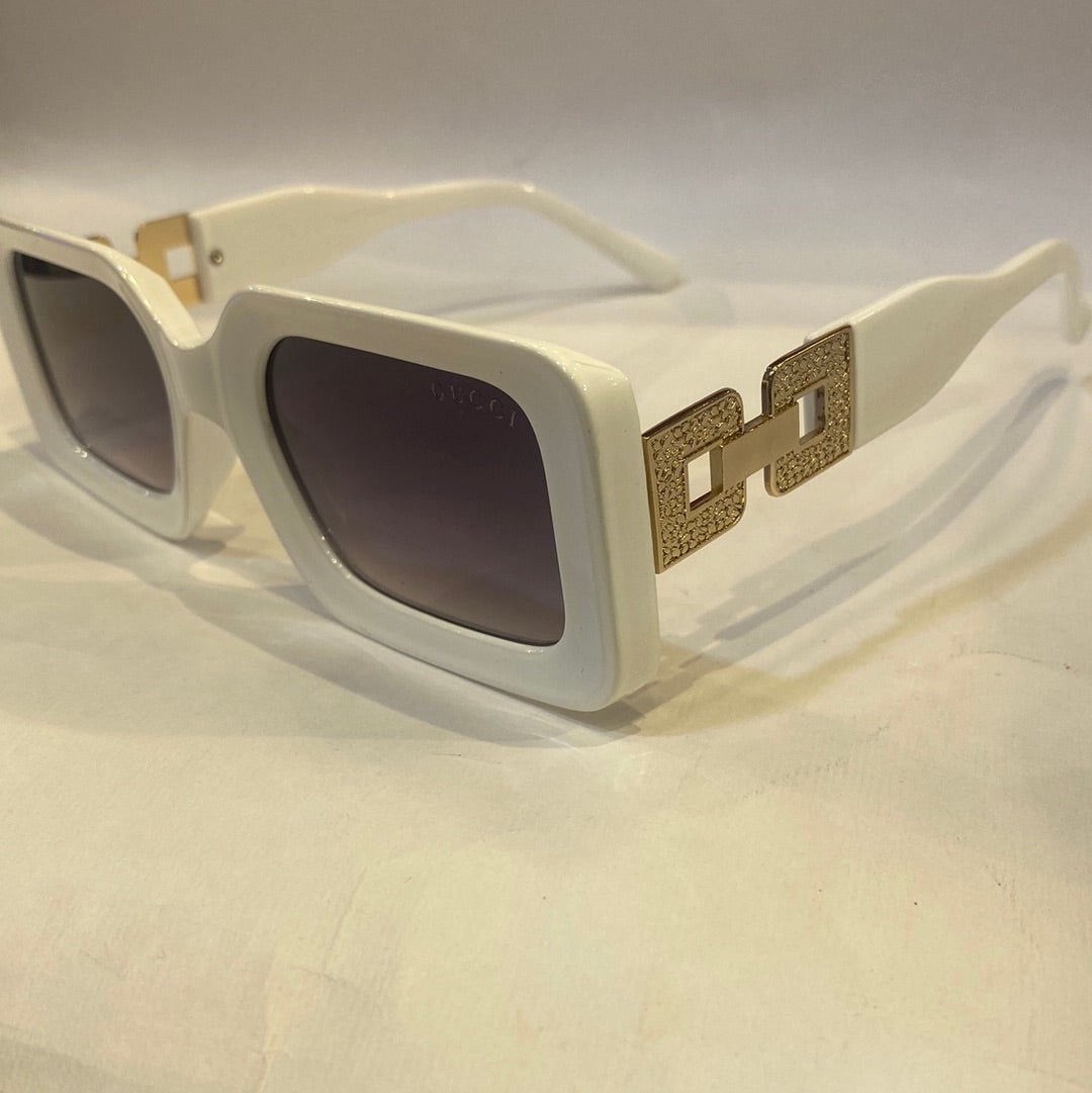 CUG White Frame Black Shade Sunglass LH007 54 12 145