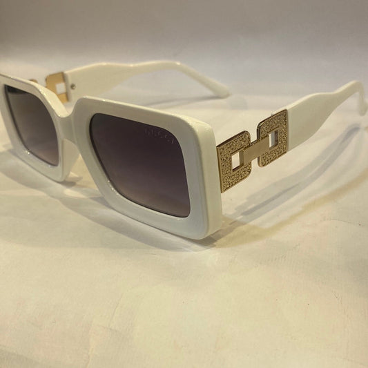 CUG White Frame Black Shade Sunglass LH007 54 12 145