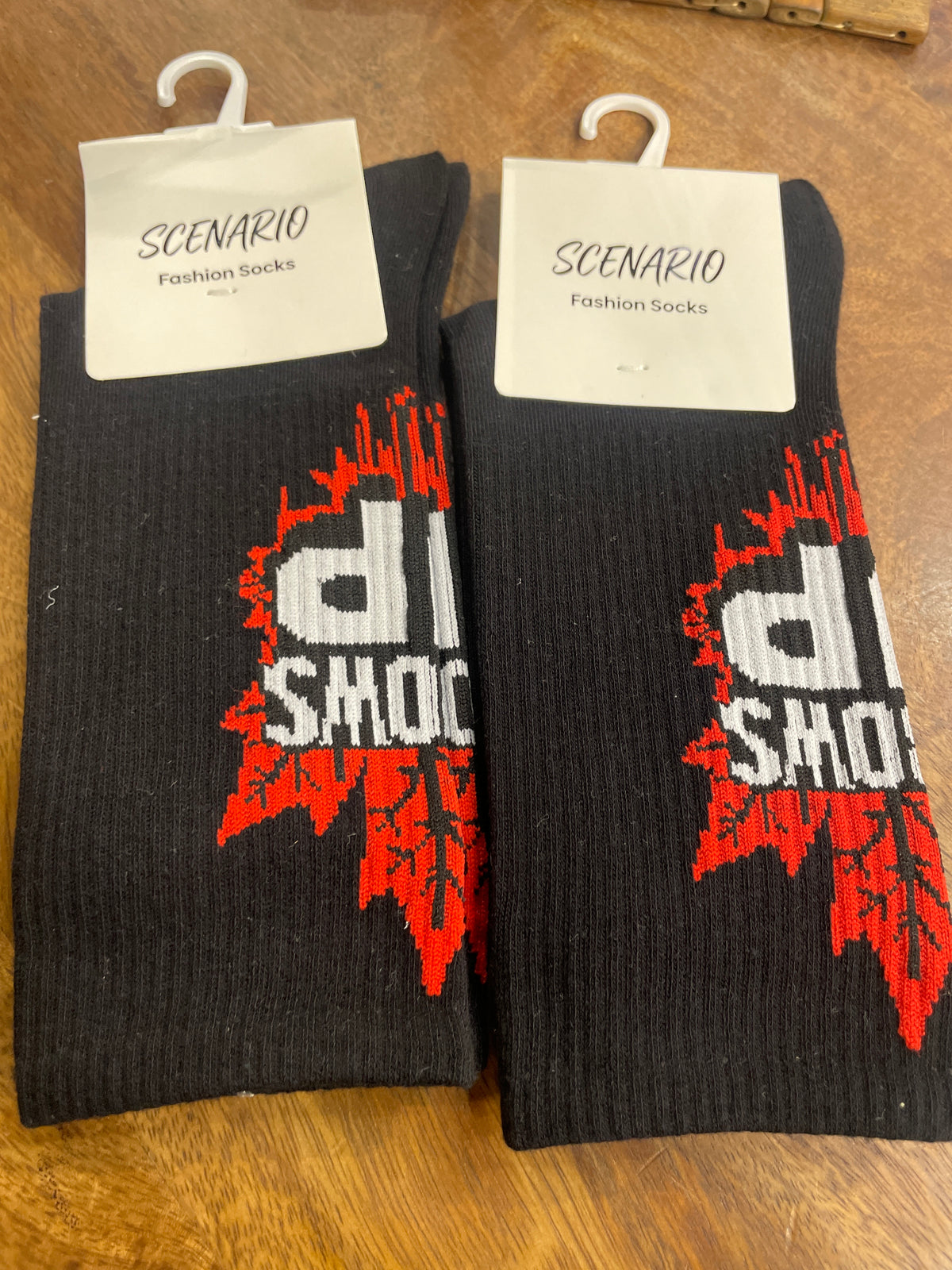 Scenario Black Colour Elbows Up Print Premium Quality Full Socks 991202