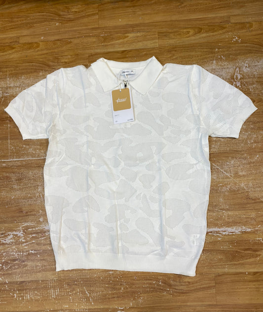 Best Garment White Colour Half Zip Knitted Premium Quality Unisex Collar T-Shirt T68015