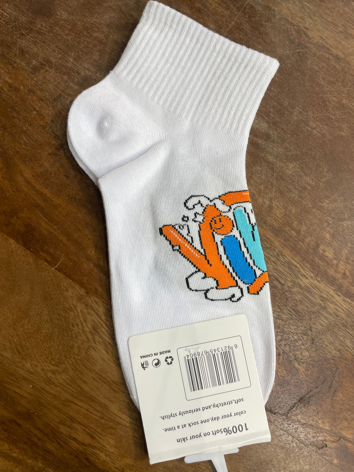 Scenario White Colour Vibes Print Premium Quality Ankle Socks 991293