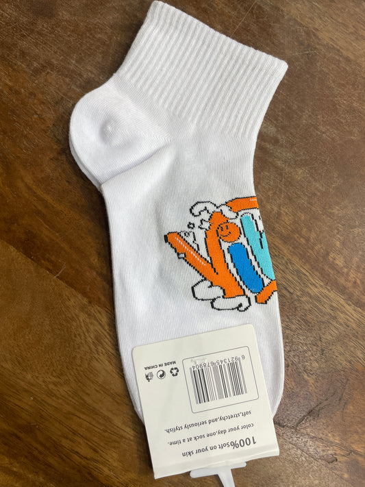 Scenario White Colour Vibes Print Premium Quality Ankle Socks 991293