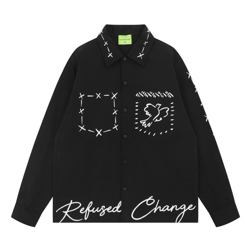 Savage Base Black Colour Print Work Full Sleeve Imported Shirt YR9295
